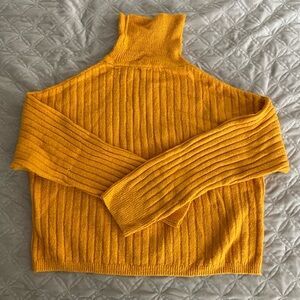 ASOS US4 mock turtleneck ribbed sweater in mustard yellow